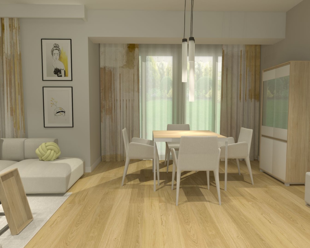 Salon z kominkiem
